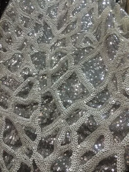 

New Style French Net Lace Fabric, Z-han101932Mesh Lace Embroidery Fabrics With Sequins High Quality For Party Dress Tulle Lace