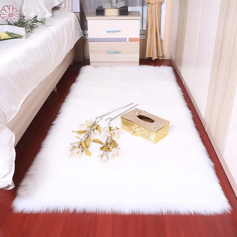 Искусственная шерсть гостиная/спальня противоскользящие мягкие 80 см* 180 см ковры Цвета-красный, белый, розовый серый черный 15 цвет моющиеся - Цвет: White