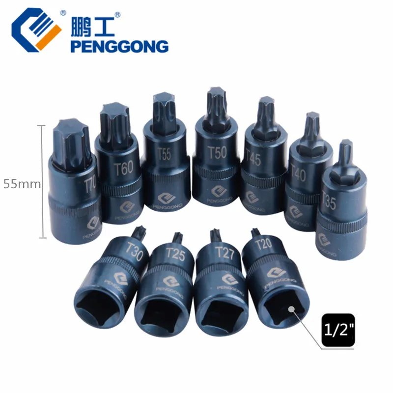 PENGGONG 1 шт. звездообразная отвертка бит 1/2 &quotпереходник для наконечников T20 T25 T27 T30