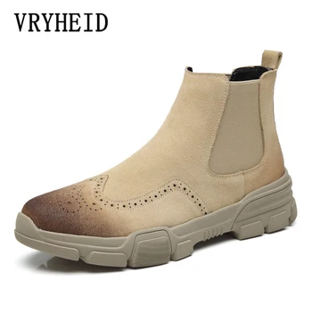 

VRYHEID Men Boots Warm Winter Male Chelsea Boots for Men Genuine Leather Ankle Boots Man Booties Footwear Outdoor Bot Shoe