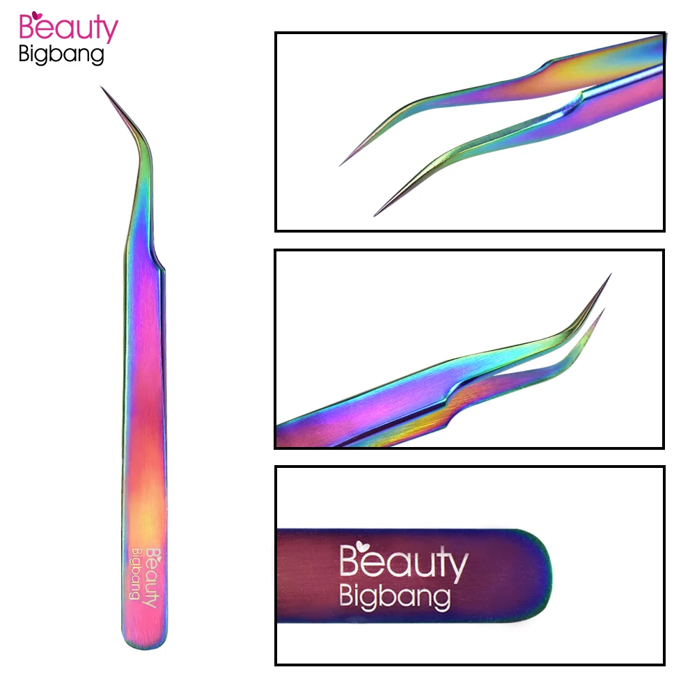 Пинцет BEAUTYBIGBANG из радужной нержавеющей стали для маникюра и нейл арта