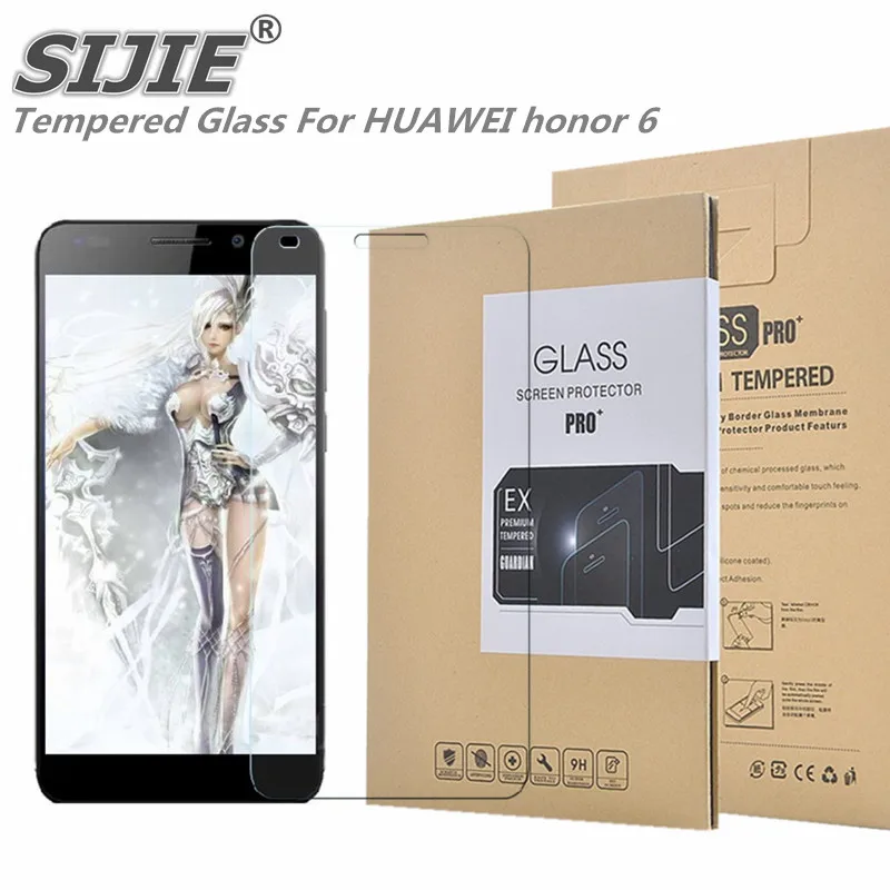 

SIJIE Tempered Glass For HUAWEI honor 6 2.26mm Screen Protector front stronger 9H thin discount Retail Package Hard BOX save