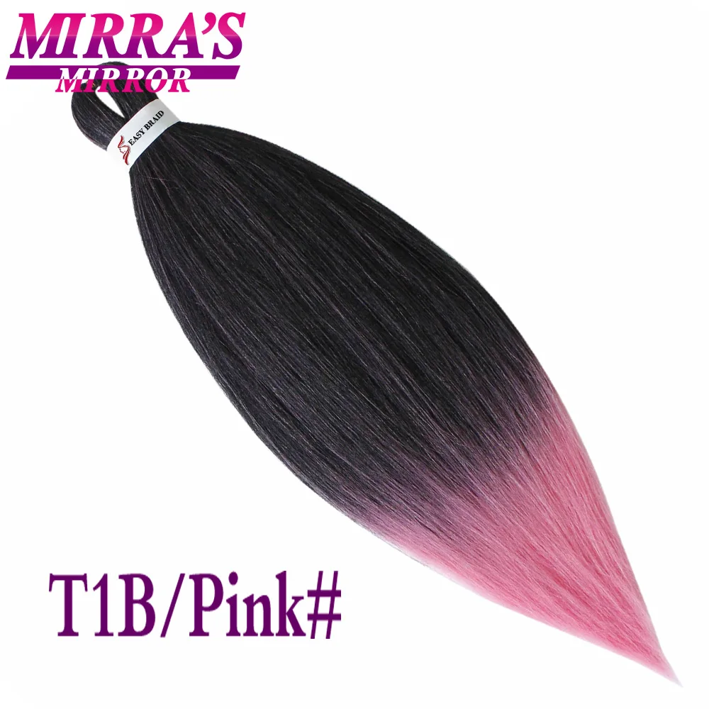 Mirra's Mirror's зеркальные предварительно растягивающиеся Омбре плетение волос для наращивания крючком легко Джамбо косички волосы Синтетические прямые волосы Yaki два тона - Цвет: T1b/розовый