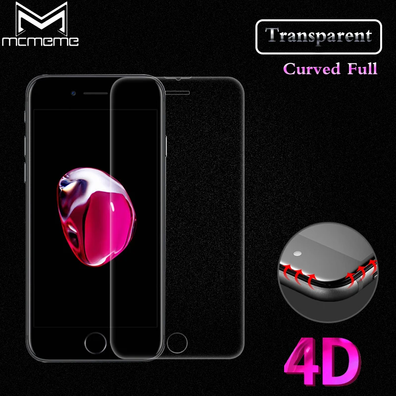 MCMEME For iPhone 6 6S 7 Plus 4D COLD CARVING Full Cover Screen Protector Ultra-thin 9H Tempered Transparent Glass For i6 i7 7 