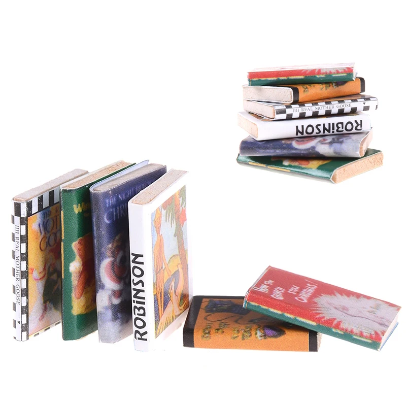 6 шт./лот Миниатюрные книги для кукольного домика 1:12 Разноцветные деревянные