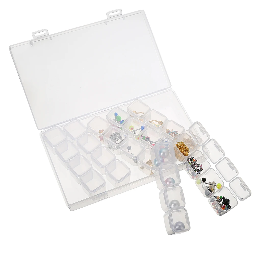 28 Slots Adjustable Plastic Storage Box Clear Case Jewelry Makeup Bead Organizer DIY Holder For Home Decor Container