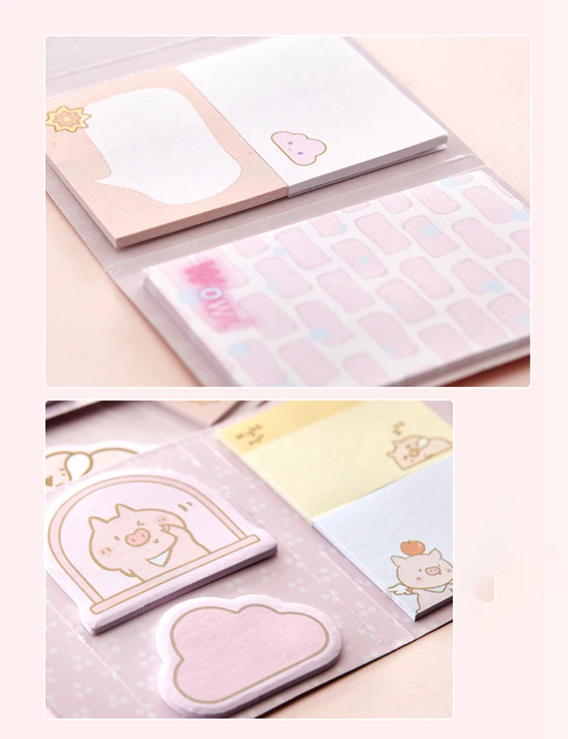 Розовый блокнот Hello Pig Memo pad 6 складной блокнот стикер блокнот планировщик DIY милые канцелярские принадлежности Школьные офисные принадлежности