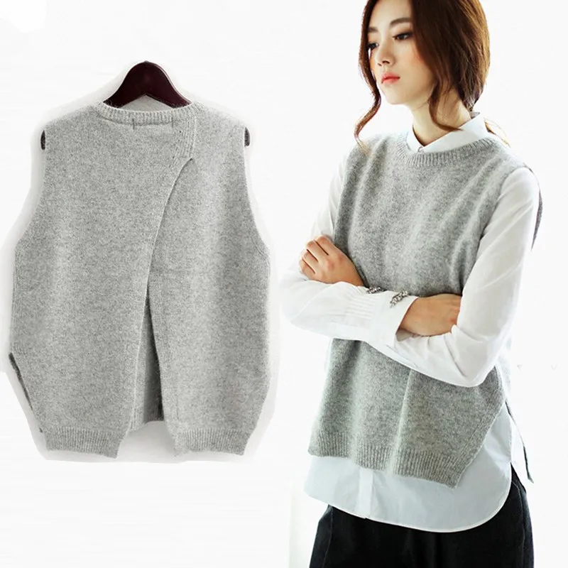 2019 New Cashmere Knitted Tank Tops Women Spring Waistcoats Pullovers