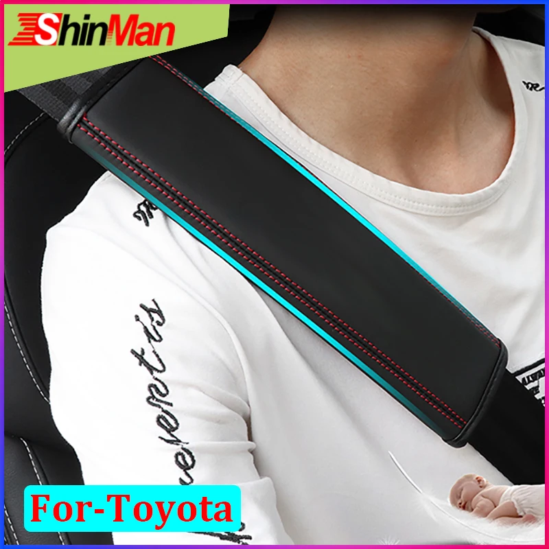 

ShinMan 2pcs Leather CAR Seat belt shoulder pad Safety belt pad cover For Toyota RAV4 Prius Corolla Camry Cruiser Tundra