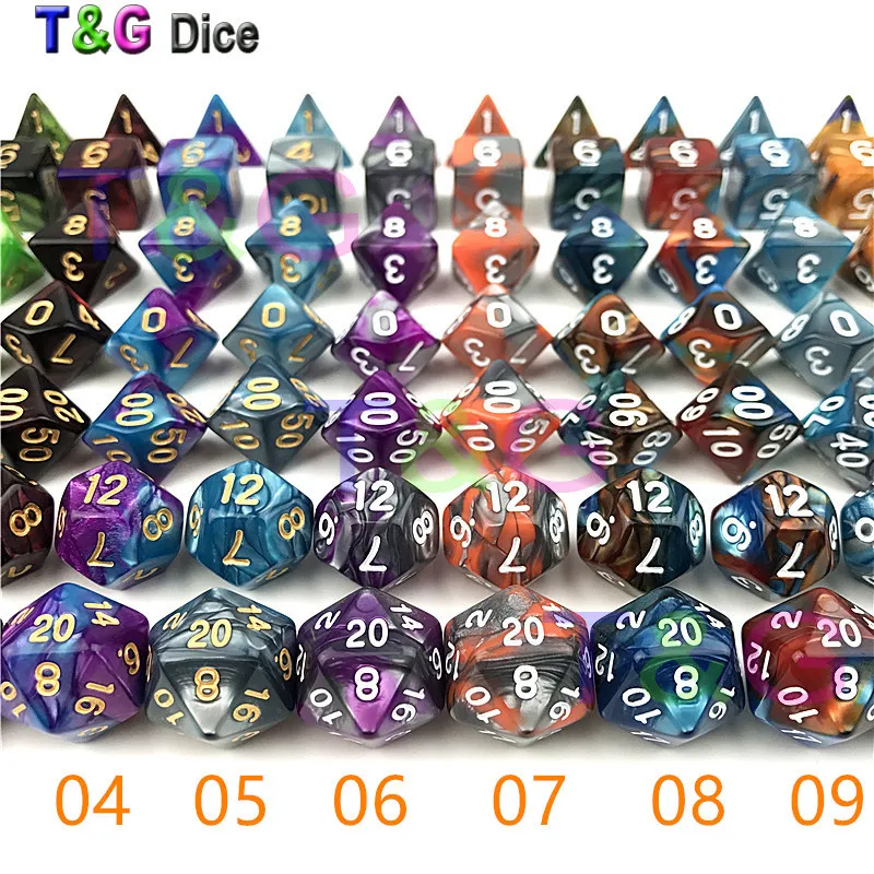 T & G 7 قطعة/المجموعة RPG الزنزانات والتنينات عبة Dnd اثنين اللون خاص النرد مجموعات الطاولة للترفيه