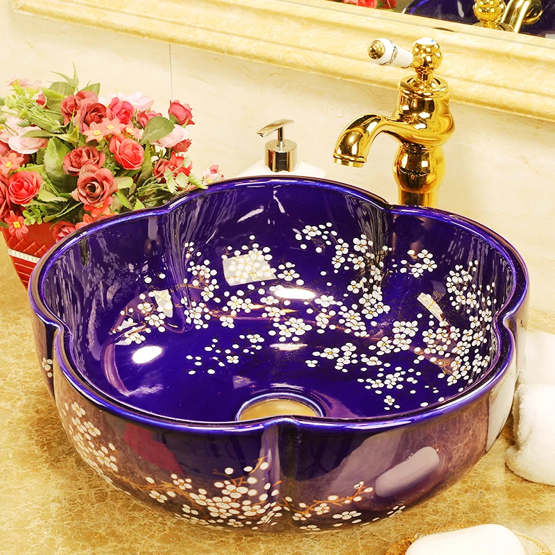 Europe style Handmade Lavabo Ceramic Washbasin Artistic Bathroom Sink Countertop wash basin  (8)