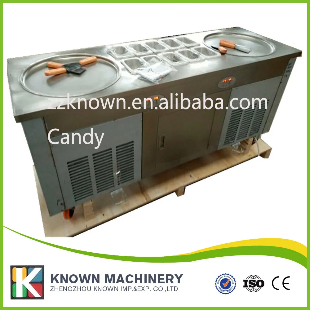 double pan ice cream rolls machines with temperature control Stainless steel fried ice cream roll machine