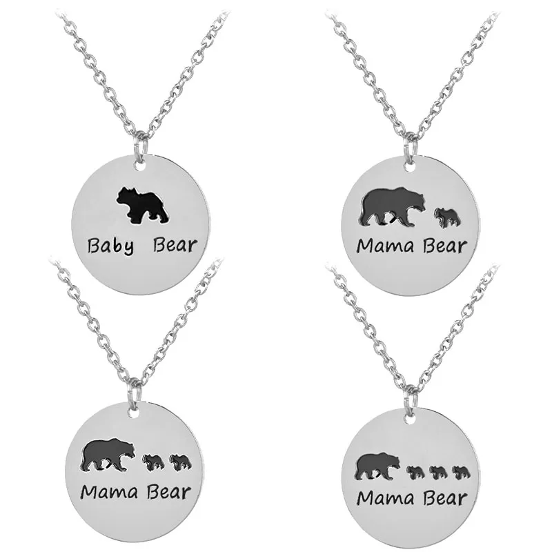 

Charm Women Necklace Jewelry Baby Bear and Mama Bear Pendant Necklace Fashion Mother's Day Gift Love between Mother and Child