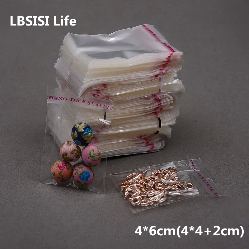 1000pcs 4*6cm Small Clear Opp Packing Bags Packaging Self Adhesive Bags Plastic Jewelry Gift Bag Size storage bag storage box