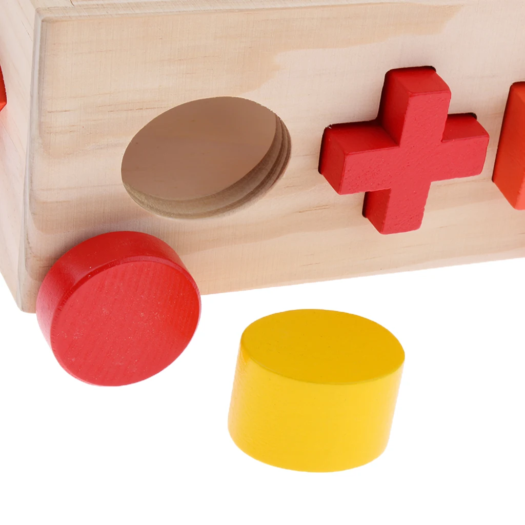 Kids Wooden Shape Sorting Car Educational Toys Toddler Baby Jigsaw Stacking Game Toddler Drag Car to Walk Gifts