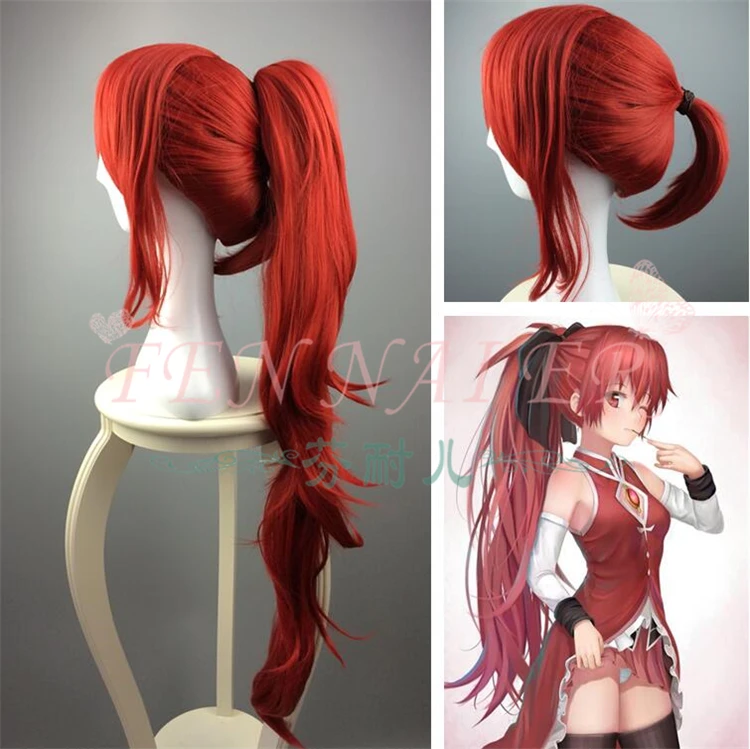 

Tokyo Magica Quartet Sakura Kyoko cosplay wig Puella Magi Madoka Magica Sakura Kyouko red long ponytail hair wig costumes