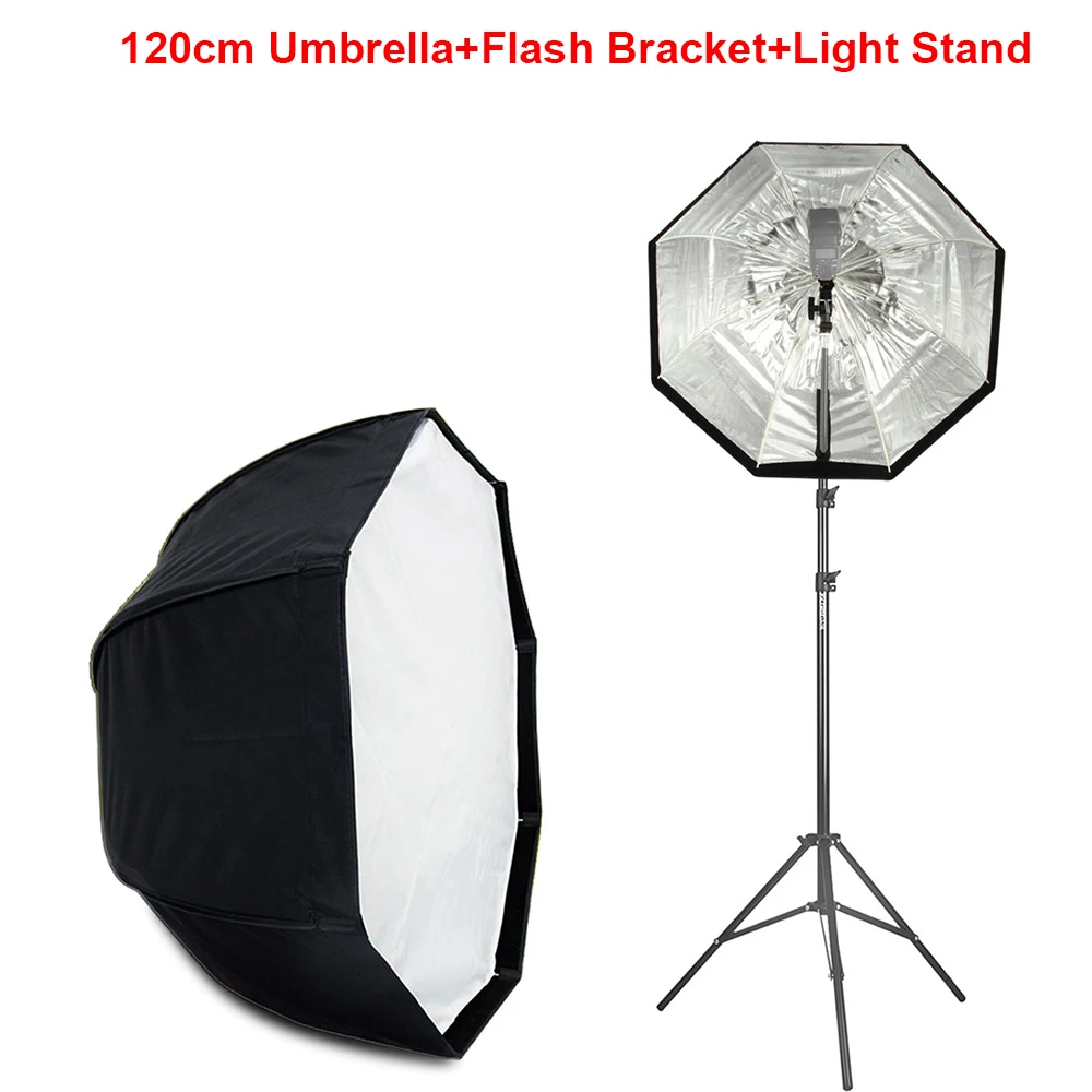 Viltrox 120 см/80 см восьмиугольник зонтик вспышка студийный отражатель с функцией софтбокса/2 м светильник стенд/кронштейн вспышки для камеры Photo Speedlite - Цвет: 120cm Umbrella Kit