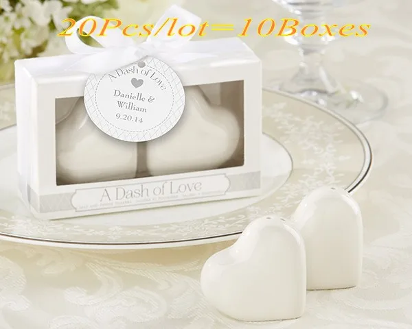 

20pcs/lot(10boxes) Wedding gift for guests of A Dash of Love Heart Salt and Pepper Shakers For Heart Wedding decoration gift