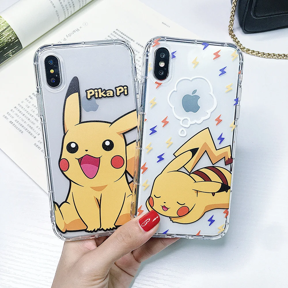 

Highest Cover Phone Case for iPhone 8 Plus 7 6 S 6Plus Xs Max Xr Soft TPU Cartoon Pikachue Pattern Transparent Protective Shell