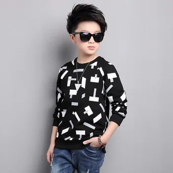 2019 Trendy O-neck Tops for Boys Cotton T-shirts Children Spring&Autumn Kids Casual Clothes Big Size Infant Fall Clothing 5-16Y 4