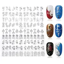 108 Pattern Sheet Large Size Bronzing Nail Stickers Paste Manicure Gold Silver Flowers Sticker Decal 3D