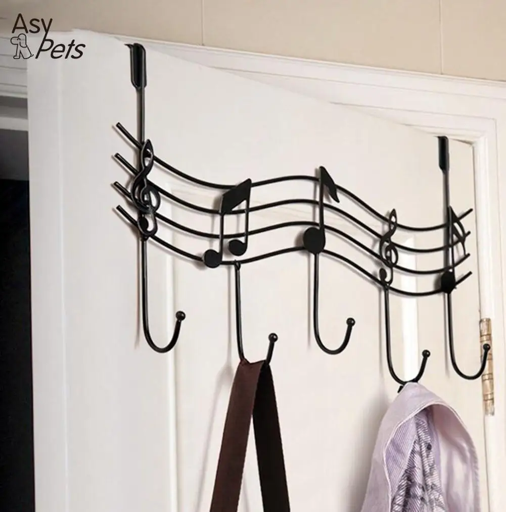 

AsyPets Music Note Style Metal Coat Hanger Wrought Iron Rack Robe Hooks Black-35