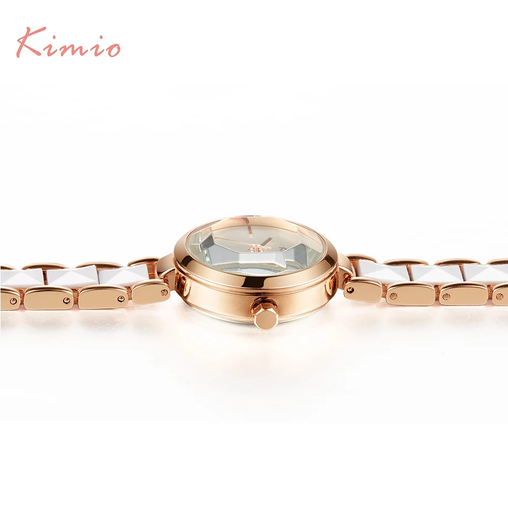 KIMIO часы из розового золота женские модные часы Роскошные брендовые кварцевые наручные часы женские часы с браслетом женские часы