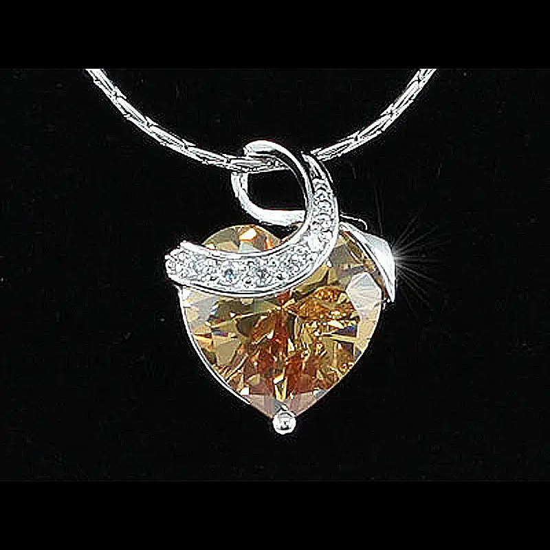 

Peacock Star 5 Carat Yellow, Purple Cubic Zirconia Heart Pendant Necklace CSN287