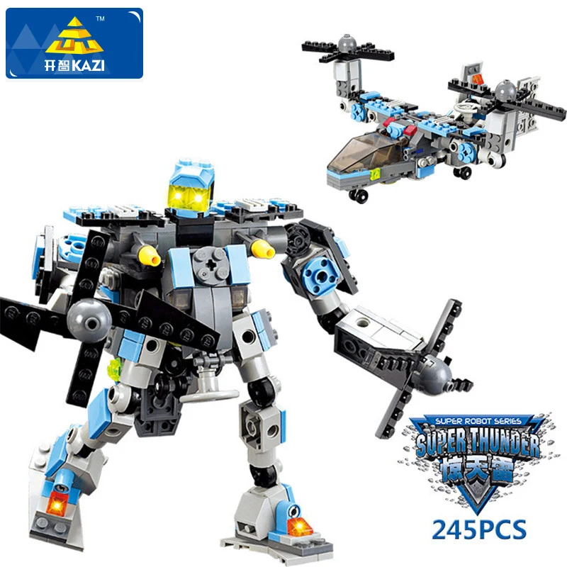 KAZI 8020 Transformation Robot Blocks Action Figure Building Blocks DIY Helicopter Model Bricks Building font b
