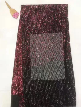 

2019 NEW wholesale sequins net lace fabric (5yards/lot) YYZ2987 french embroidery tulle lace fabric for party dress