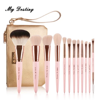 

MY DESTINY 12pcs Professional Pink Makeup Brushes Set w Bag Make Up Brush Pincel Maquiagem Pinceis Brochas Pinceaux Maquillage