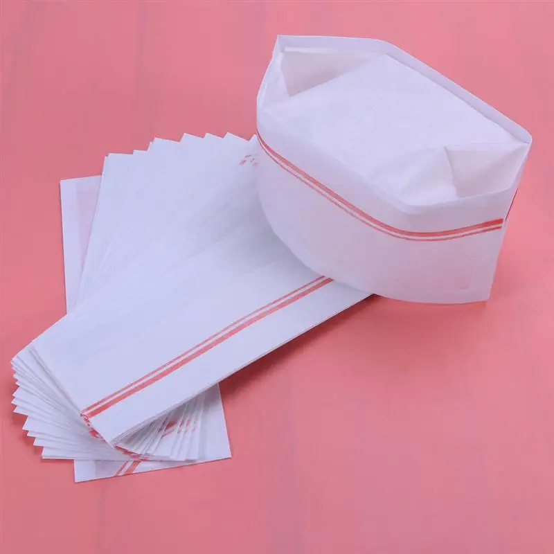 20pcs Hats Disposable Nonwoven Paper Caps Restaurant Kitchen