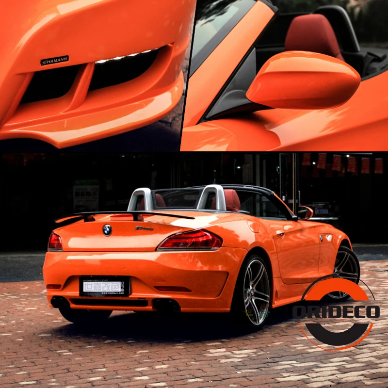 orange highly glossy vinyl car wrapping 1