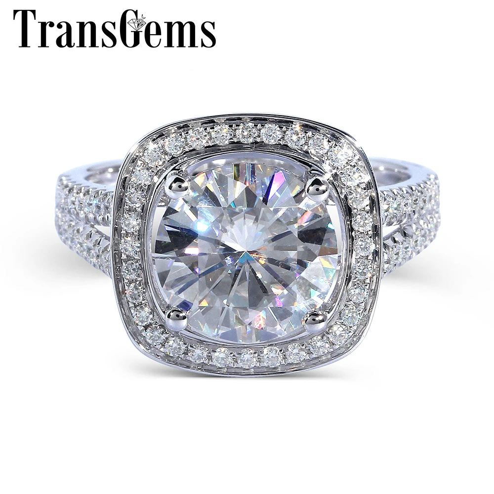 TransGems 3 Carat Lab Created Moissanite Ring white Gold fashion