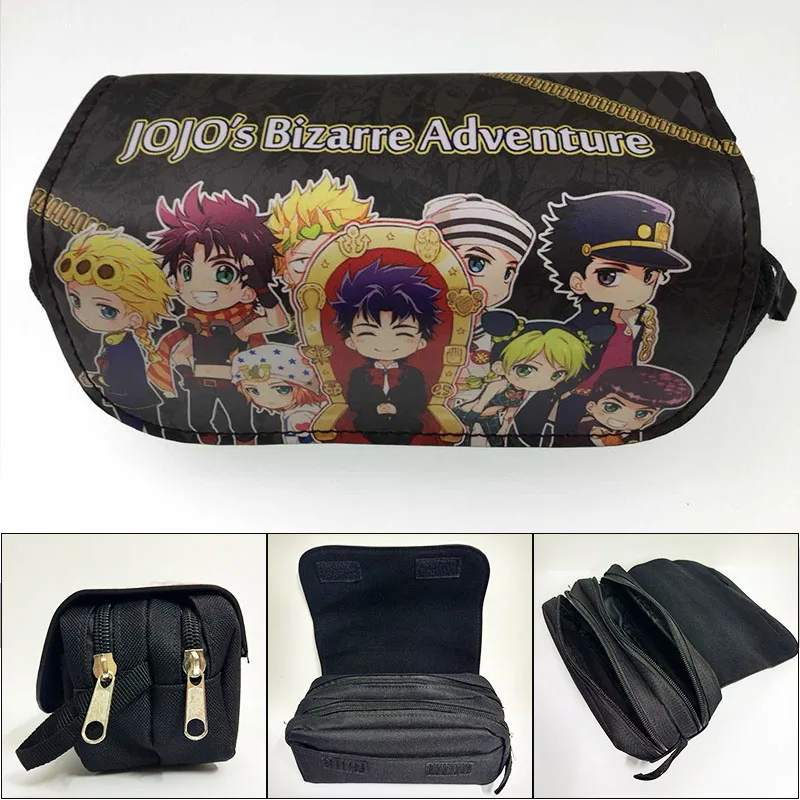 

Summer Style JoJo Bizarre Adventure Pencilcase Leather Cover Canvas Pen Pencil Organizer Purse Stationery Holder Cosmetic Bags