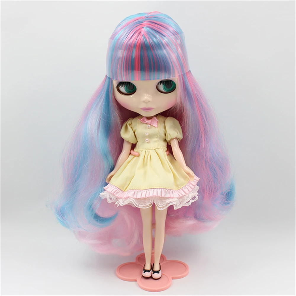 

Blyth Nude Dolls Long Wavy Hair Mixed Color With Bangs 4 Colors Big Eyes Suitable DIY Makeup Fashion doll