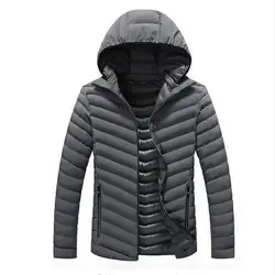 Бесплатная доставка 2018 Для мужчин; зимние толстовки с капюшоном стеганая куртка новая мода теплый хлопок сплошной Цвет мягкий