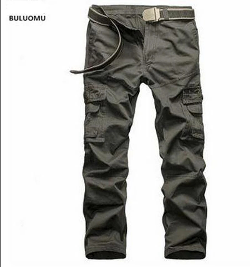 

HOT 2019 military Men's multi pockets washed loose bag overalls mountain tactical desert straight leisure trousers tooling Pants