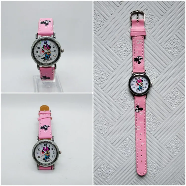 Модные студенческие часы для детей девочек кожаные цифровые часы для детей мальчиков подарок на день рождения Детские часы кварцевые наручные часы - Цвет: Розовый