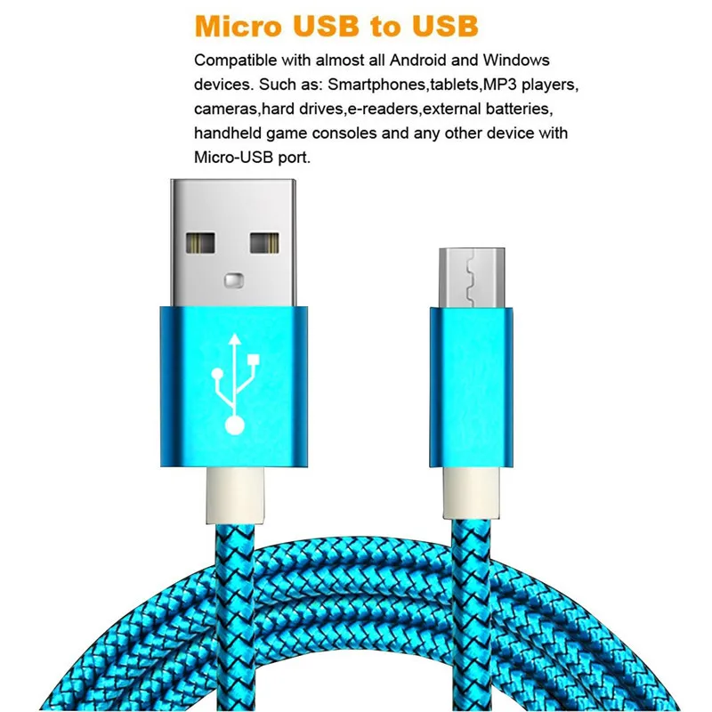 Micro USB кабель нейлоновый USB кабель для синхронизации данных для мобильного телефона Android зарядный кабель для huawei honor 8c 8x 6c 7c 7a 5x pr5co p8 p9 p10 lite