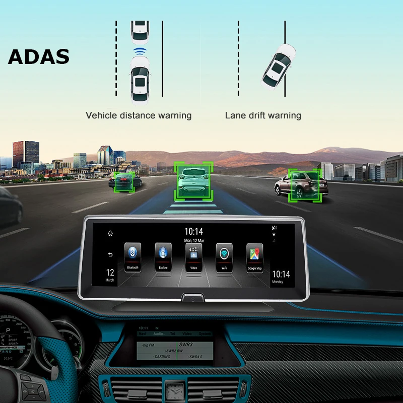 Автомобильный видеорегистратор 8 " 4G android с задней камерой ADAS Full HD 1080P GPS naivgator