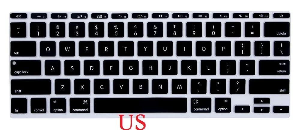 По стандартам ЕС/США силиконовый чехол для ноутбука Macbook Air 11 крышка клавиатуры A1465 английские буквы Водонепроницаемый для Macbook Air 11 чехол для клавиатуры - Цвет: US Black