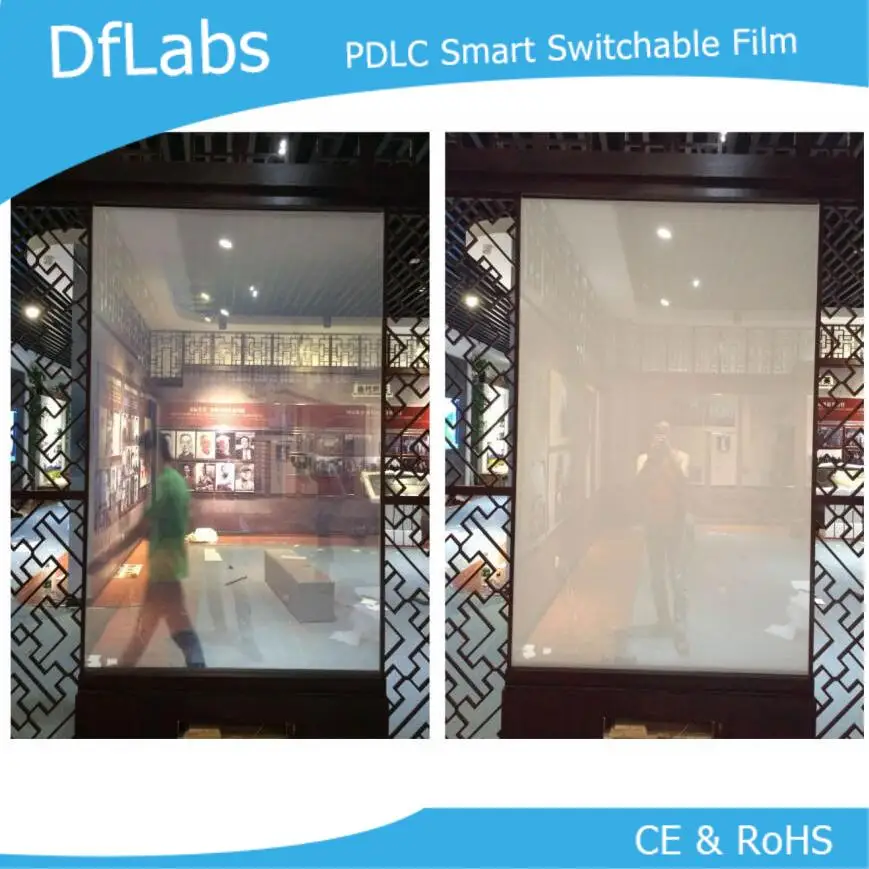 

DfLabs 0.9m *0.9m adhesive white switchable Smart Film include a transformer/adapter for rear projection screen film
