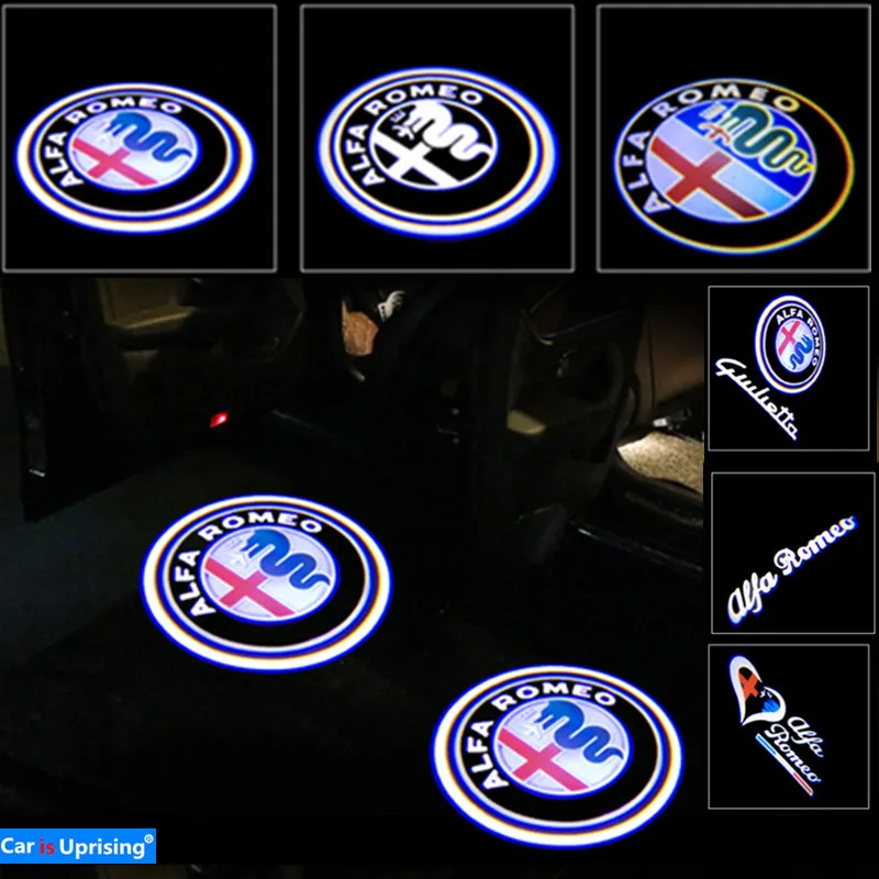 

2Pcs for Alfa Romeo LED Car Door Welcome Light Logo Projector Giulia Giulietta Mito Stelvio Brera 147 156 159 GT Car styling