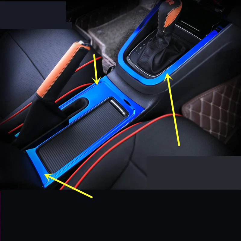 

Stainless Steel Cup Storage Gear Shift Panel Frame Cover For Volkswagen Jetta 2015 16 17 2018 2PCS AA303