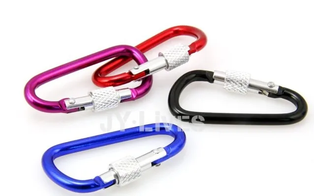 

high quality 50pcs packing sale 5# Aluminum Climbing Hook/Carabiner(48*4) with security lock for Out door sports