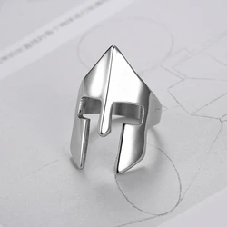 Free Shipping New Arrival Silver Color Face Sparta Jewelry Men's 316L Stainless Steel Exquisite Spartan Helmet Rings