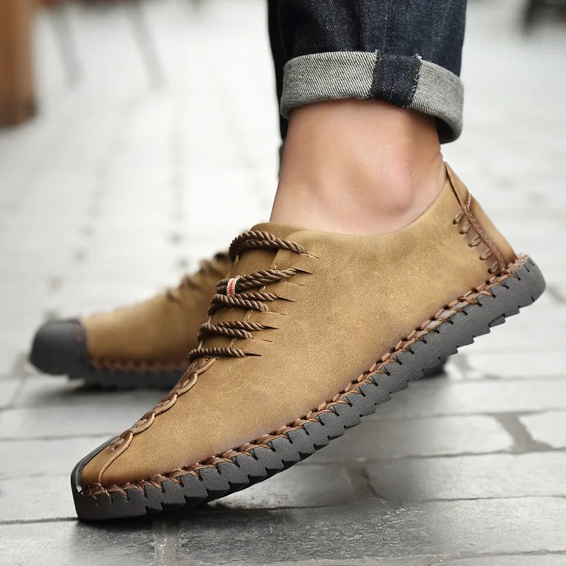 

zapatillas hombre 2017 autumn new men outdoor sports shoes British style scrub leather handmade shoelaces shoes running shoes