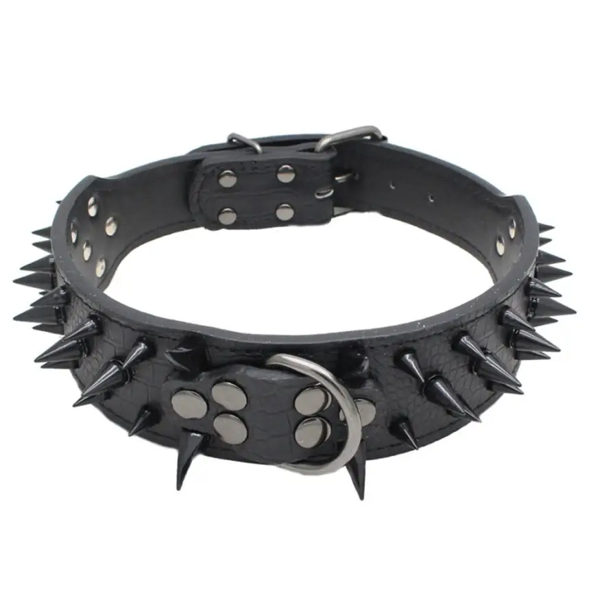 Collar Harness Sharp Spiked Studded Leather Puppy Collar for Large Dog