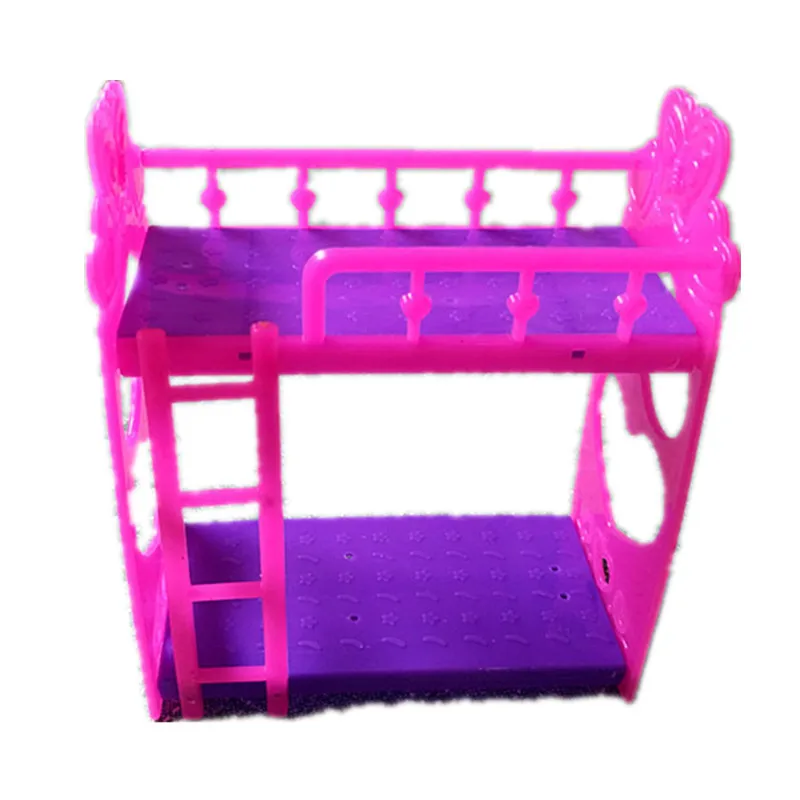 Пластик двуспальная кровать кадр для куклы Спальня кукольный домик аксессуары мебель и аксессуары фиолетовый розовый или розовый